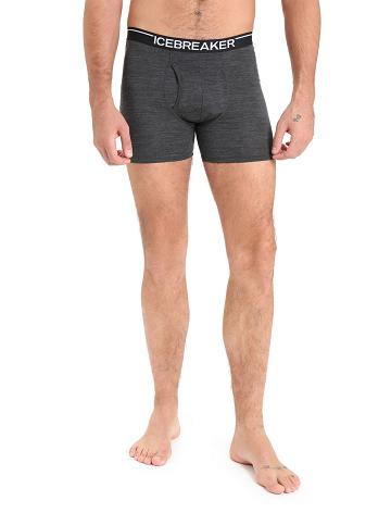 Jet Heather Men's Icebreaker Merino Anatomica Boxers With Fly Underwear | USA 1308ILHS